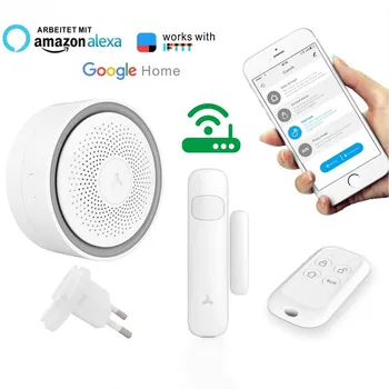 Tuya Alarm Alexa Google Alarm WiFi Bežična Kućna Protuprovalni Alarmni sustav s APLIKACIJU za Glasovno Upravljanje P2P Led Rasvjeta Nadzor IP Kamere