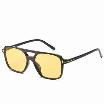 Novi Stil Crna Okvira Trg Velike Okvira Retro Sunčane Naočale za Muškarce i Žene Visoke Kvalitete Ocean Komad Žute Sunčane naočale