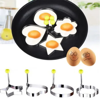 Oblik od nehrđajućeg čelika za prženje jaja alati Cvijet, Srce, Krug, obrazac za omlet uređaj za kuhanje jaja/palačinke prsten u obliku jaja kuhinja
