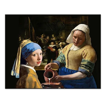 5D Diy Diamond Slika Biserna Djevojka, Johannes Vermeer Diamond Vez Pun Trg Diamond Mozaik Rhinestones Umjetnost Доярка