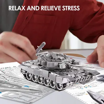 Piececool METALNI 3D Slagalica za odrasle ili mlade, vojni tenk T-90A, uradi sam, 3D metalni model, Građevinski projekt, Komplet...