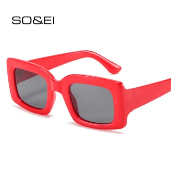 SO & EI Boxy Vintage Ženske Sunčane Naočale UV400 Gospodo Trend Crvene, Plave Sunčane Naočale Modni Ulične Naočale Nijanse