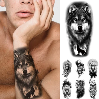 Vodootporno Privremeni Tattoo Naljepnice Drvo Vuk Mjesec Lav Tigar Sova Flash Tetovaža Ruža Sat Ruka Body Art Lažne Tetovaže Žene Muškarci