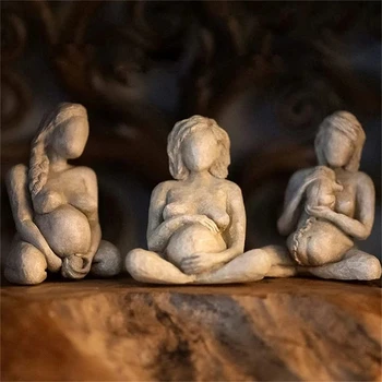 3 Poroda Žena Skulptura, Uređenje Dječje Trilogija Velika Majka Boginja Poklon za rođenja polaznik Novorođenče Proizvoda iz Tar. 3D Ukras Kuće