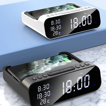 Brzi Bežični Punjač sat za Alarm Sat Stolni Punjač Postaja Temperatura Alarm Led zaslon multi-function USB Alarm