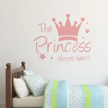 Djevojka Dječje Naljepnica Na Zidu Princeza Spava Ovdje Desktop Crown Spavaća Soba Pozadina Odvojiva Naljepnica Umjetničke Naljepnice Dekor Naljepnica