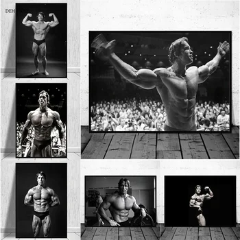 Crno-Bijele Fotografije Arnold Schwarzenegger Plakata i Grafika Fitness Motivacijsko Zid Umjetnost Platnu Slikarstvo Kućni Dekor