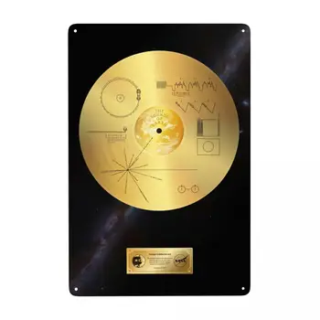 Voyager 1 Zlatni Disk Znak na Red Vintage Prostor Metalna Pločica za Ured Trgovine Baza Kluba Osoba Špilja Bar Kućni Dekor