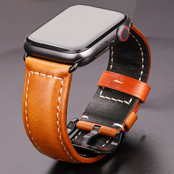 Масляно-Voštana Remen od prave Kože Za Apple Watch Band 38 mm 40 mm 41 mm 42 mm 44 mm 45 mm i Starinski remen od bičevati 7 6 5 4 3 Se Iwatch