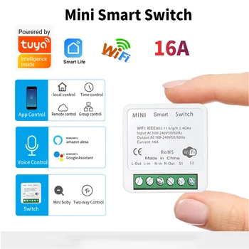 1 KOM. Modul Tuya Mini Breaker Wifi Pametan prekidač svjetla Podržava dvosmjernu upravljanje Radi sa Smart Life Voice Alexa Google Home