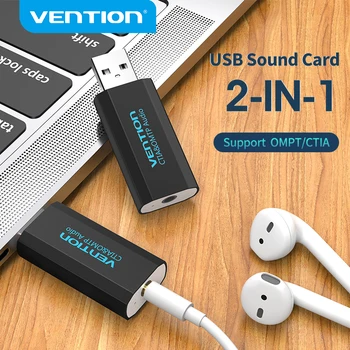 Zvučna kartica Vention USB, 3,5 mm Adapter Audiointerfa 2-u-1 USB priključak za slušalice Zvučnik za Macbook Laptop Zvučne Kartice RAČUNALA