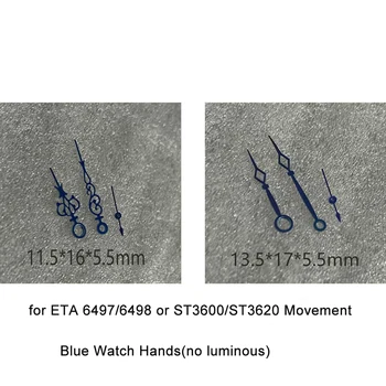 3 kom./compl. Kazaljke sata, plave šuplje pribor za sat u obliku Pahuljica, Pogodna za ETA 6497/6498 ili Seagull serije ST3600/ST3620