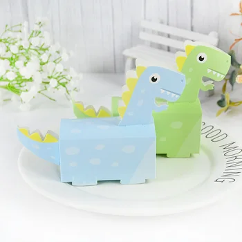 10шт 3D Dinosaur bombonijeru Zelena Plava Liječiti Keks Poklon Kutije Za Djecu Dinosaur Tema rođendanski Poklon Pakcing Dekor Dječji Tuš