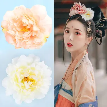 12 cm Svila Cvijet Božur Pribor Za Kosu Princeza iz Dinastije Tang Cosplay šlem Hanfu Stara Fotografija