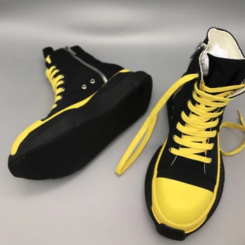 Rick Hip-hop RO Owens/muške cipele s potplatima; Cipele Za parove; crno-žute Cipele; Ulica Cipele Owens; Muške i ženske Svakodnevne Tenisice