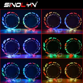 Sinolyn Angel Eyes RGB LED Rotirajuća Dinamičke Obavija APP Control Objektiva Hella/Koito Q5 2,5 /3 inča, Serijski Glatke Okvir