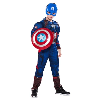 Dječji Kapetan Amerika Мускульный Kostim Superheroj Kapetan Amerika Cosplay Odijelo Štit Halloween Karnevalske Kostime za Djecu