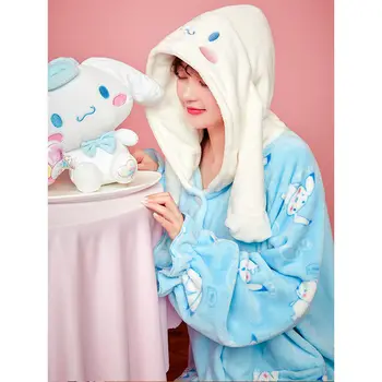 Sanrio Kawaii Haljine Anime Crtani film Cinnamoroll spavaćice Zimske Coral Флисовые Slatka Topla Pidžama za Žene Osnovna Odjeća
