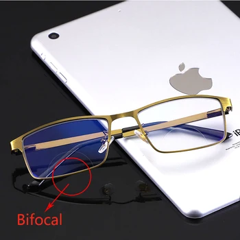 Modni Photochromic Bifokalne Naočale Za Čitanje Gospodo Daleke Bliske Anti-Plave svjetleće Naočale Za Dalekovidnost Metalna Kompletna okvira