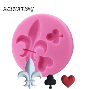Poker Obrazac Za Keks Igraće Karte Kolač Fondan Kalup Srce cvijet šljive silikonska forma Alata za ukrašavanje Torte D0953