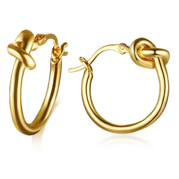 Mali Kvrgast Naušnice-Prsten za Žene I Djevojčice, Predivne Naušnice od Nehrđajućeg Čelika Zlatne Boje, Elegantne Naušnice, Prstenje, Nakit