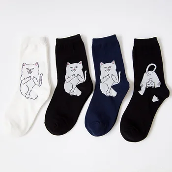 1 par Jesen Zima žene pamučne čarape umjetnosti smiješno stranoj planeti kreativni smiješno crtani mačka prozračna par čarape