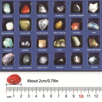 24 Kom. Kristali Crystalya Premium Klase i Ljekovita Kamenje sa Kutijom za Prikazivanje Uzoraka Stijena Mineralna Fosili Setovi za Iskopavanje Pokloni