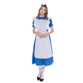 Djeca Djevojke Plavo Odijelo Alice Alice u Zemlji Čudesa Večernje Sobarica Lolita Cosplay Odrasle Žene Halloween Princeza Elegantne Haljina Haljina