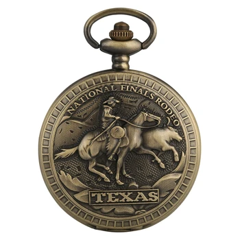 Klasicni Brončani SAD Texas Nacionalno Finale Rodeo Kvarc Džepni Sat, Lanac Ogrlica Privjesak Sat Darove za Muškarce Žene 2022