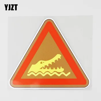YJZT 12,5 cm x 11,1 cm Upozorenje Krokodila Zabavna Opasnost Naljepnica PVC Auto Oznaka 12C-0196