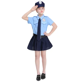 Djevojka Halloween Cosplay Anime Policajac Policajac Odijelo Djeca Dijete Rpg igre Cosplay Policijska Uniforma Večernje Elegantne Haljina