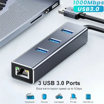 Tip-C, USB C 3,0 HUB 1000 Mb/s, 3 Port za Rj45 Gigabit Ethernet Adapter Mrežna Kartica za Laptop MacBook računala dodatna Oprema