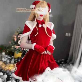 2021 Donje Božić Božić Seksi Dama Djed Mraz Cosplay Odijelo Egzotično Donje Rublje Zimsko Crvena Haljina Uniforma Sobarice