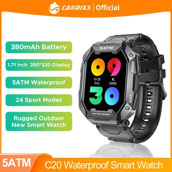 Canmixs Smartwatch C20 Ulične Pametni Sat Za mjerenje krvnog tlaka, 5ATM IP69K Vodootporan Bluetooth-Narukvice Za Muškarce Za Android i ios