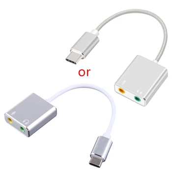 USB C Adapter Za slušalice i Mikrofon Type C Vanjska Zvučna Kartica 3,5 mm Priključak Za Windows, Linux K1KF
