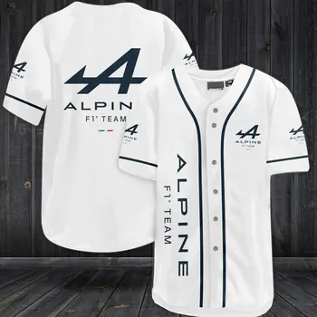 Alpine F1 Team Alonso Bijela Košulja S 3D Ispis, Košulja Formule 1, Ljetna Muška I Ženska Casual Moda Baseball Košulja, Vanjska Odjeća, Majice, Jersey