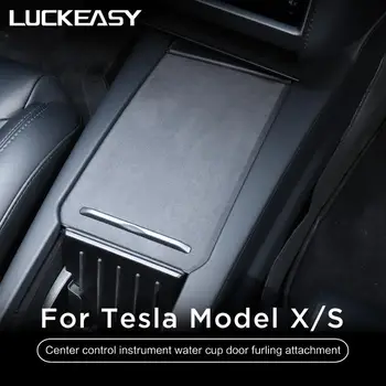LUCKEASY Auto Oprema Modifikacija interijera Okretni Mehanizam za Centralno Upravljanje I Vrata Automobila Siva Naljepnice Za Tesla Model X i MODEL S