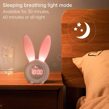 2020 Novi LED Digitalni sat Alarm sa Cartoonish Zečica, Dječji Alarm sa 6 Glasovnim Upravljanjem, Sleep Timer, Stolni sat za Alarm, Kućni Dekor