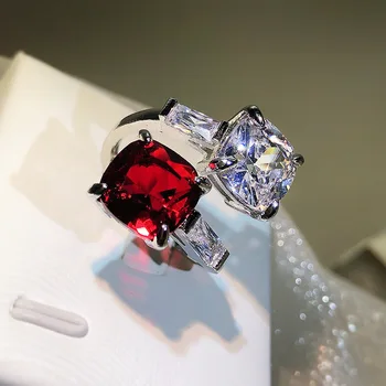 NOVA Moda 925 srebrni nakit, prsten elegantne ženske umetnut vatreno-crveni rubin otvaranje prsten коктейльная college poklon za rođendan