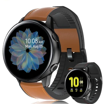 Za Samsung Galaxy Watch 3 Active 2 Remen Od prave kože Silikon Remen Za sat Remen Za Huawei GT 2 2E Amazfit GTR 2 2E Narukvica