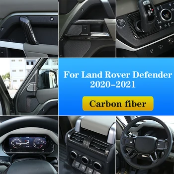Kit interijera od karbonskih vlakana ABS, Za Land Rover Defender 110 2020-2021 Okvir Ručke na Vratima vozila, Upravljač, Središnji poklopac mjenjača, LHD